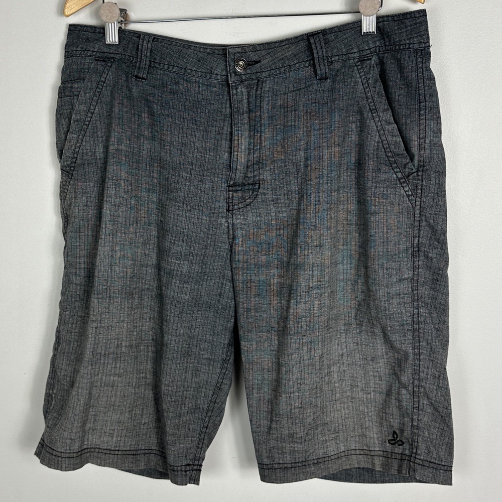 Prana Furrow Shorts Mens Size 34 x 11 Grey Hemp Activewear Style M3FURR113 Grey‎